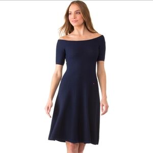 Michael Kors Navy Off Shoulder Textured Dress